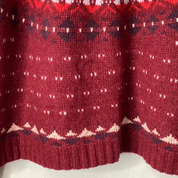 American Eagle Wool Blend Oversized Burgundy Fair Isle Sweater Size XL - Picture 6 of 12